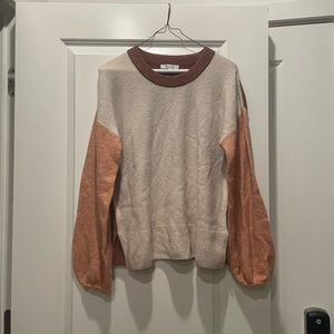 Madewell Balloon Sleeve Tri-Color Sweater
